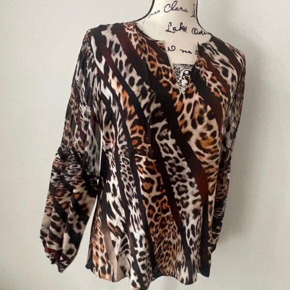 KOBI HALPERIN BLOUSE SILK FALLON MIX LEOPARD-PRINT SZ S EMBELLISHED AESTHETIC - Picture 16 of 16